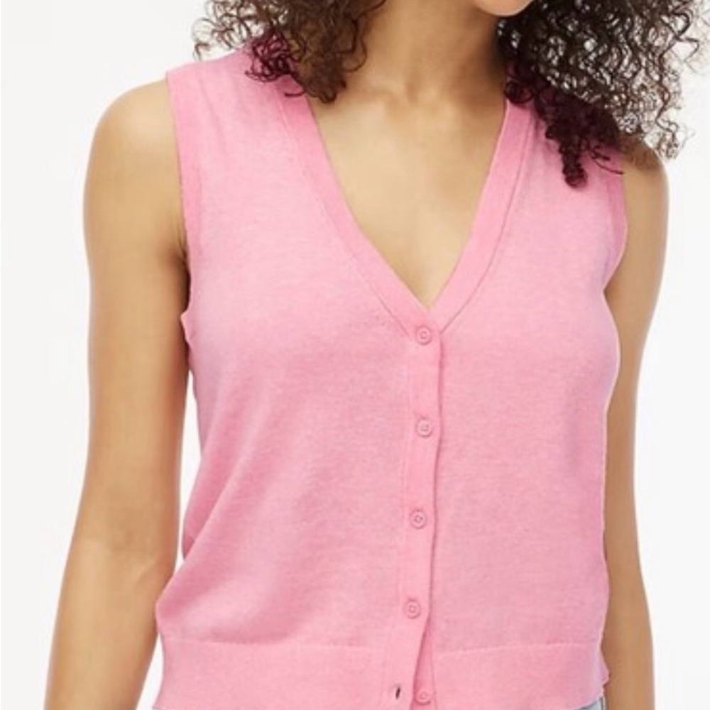 J. Crew Pink V-Neck -Vest Button Down Vest Top